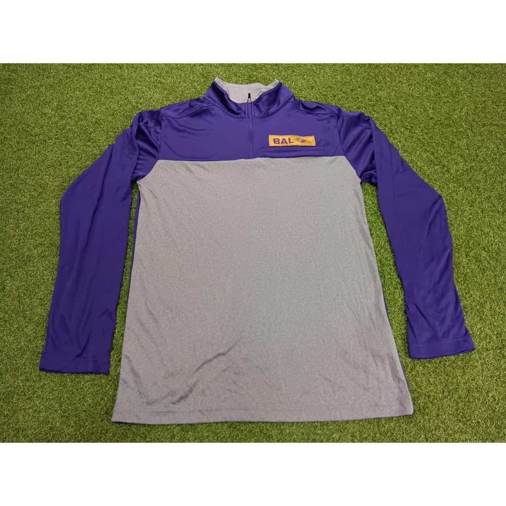 NFL Team Apparel Baltimore Ravens Football Jacket Men Medium Purple Gray 1/4 Zip